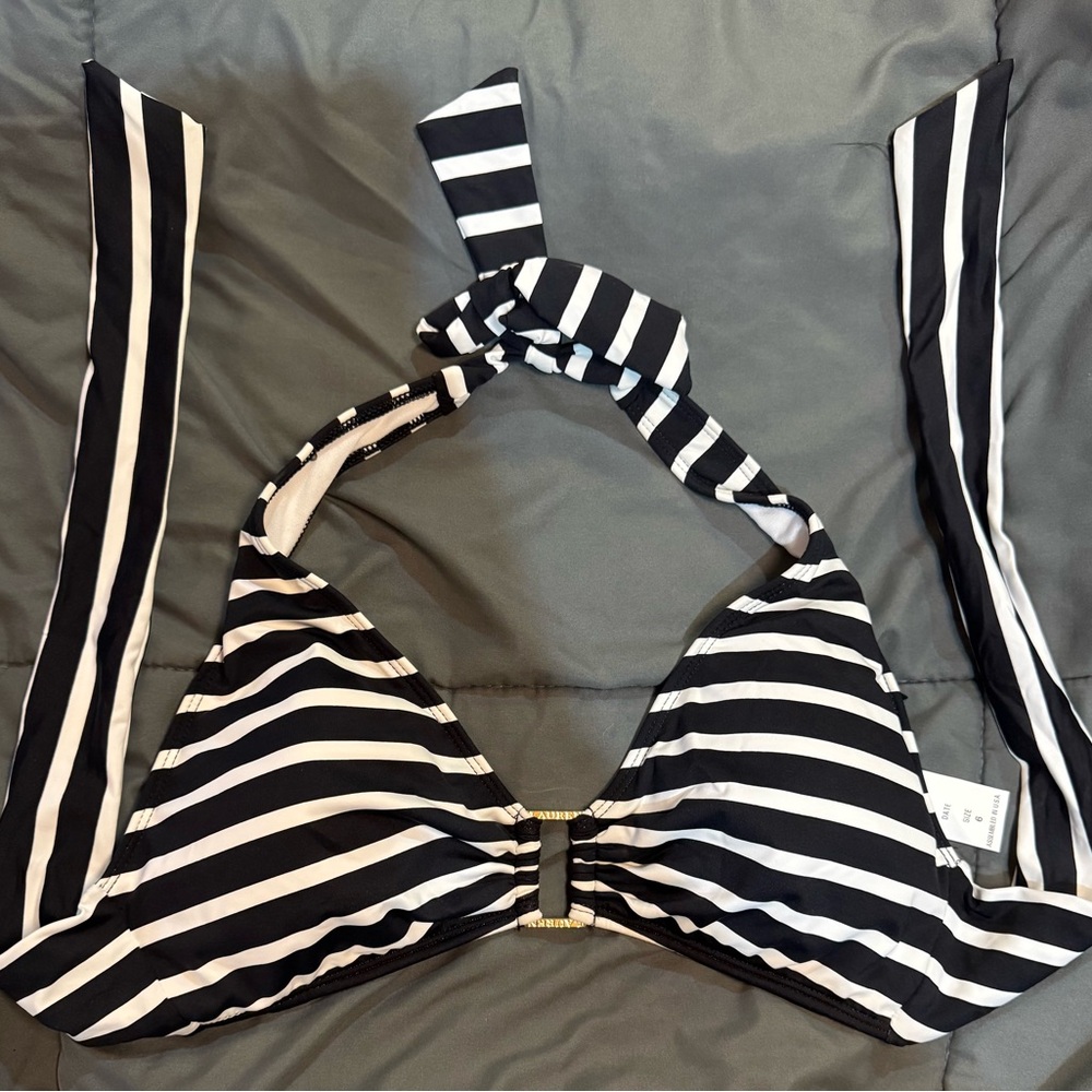 Ralph Lauren Black and White Striped Bikini Top